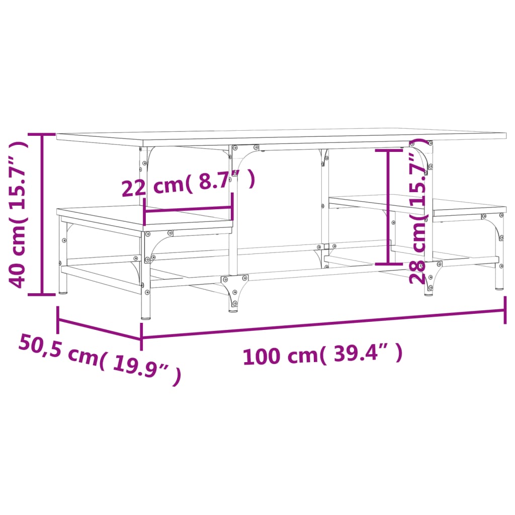 Coffee Table Smoked Oak 100x50,5x40 cm Engineered Wood