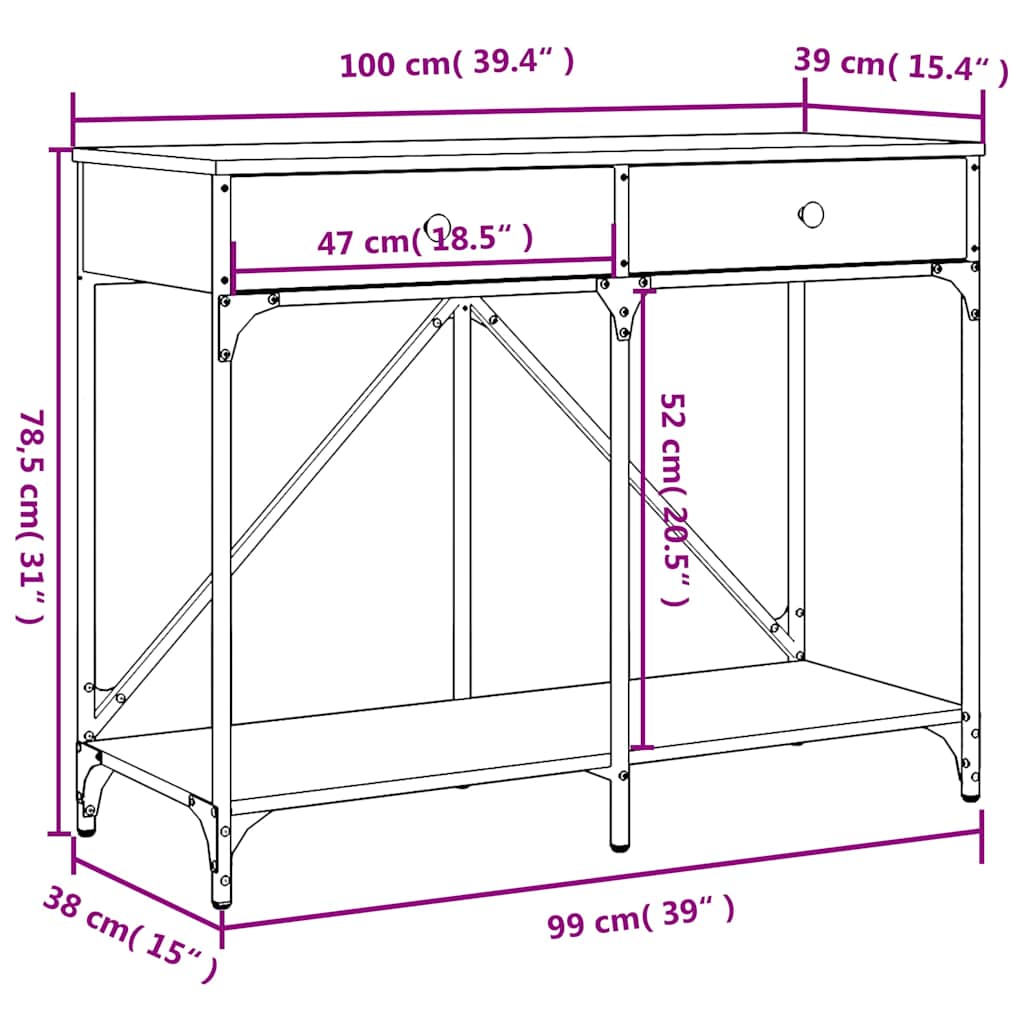 Console Table Black 100x39x78,5 cm Engineered Wood