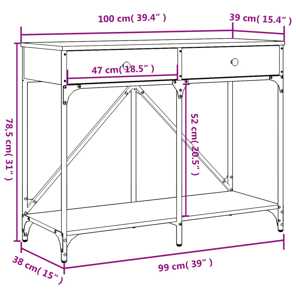 Console Table Sonoma Oak 100x39x78,5 cm Engineered Wood