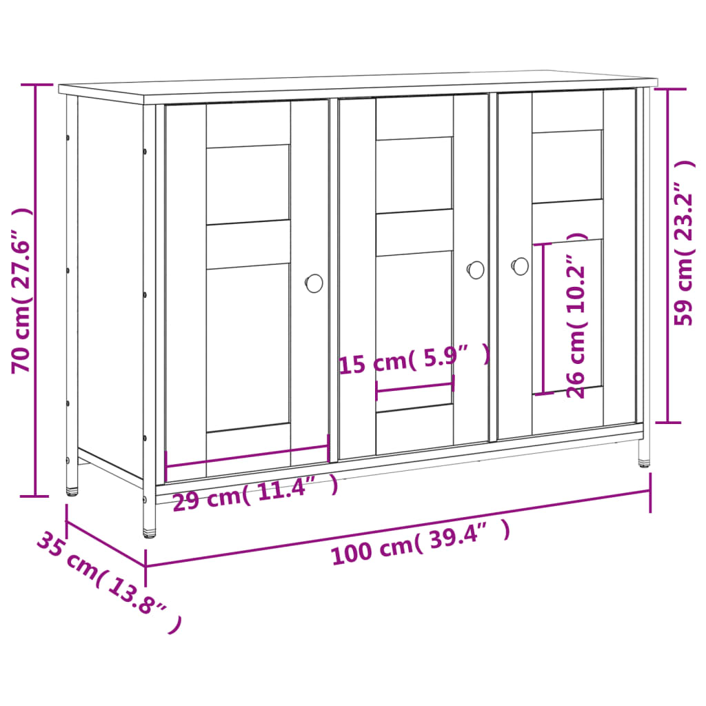 Sideboard Sonoma Oak 100x35x70 cm Engineered Wood