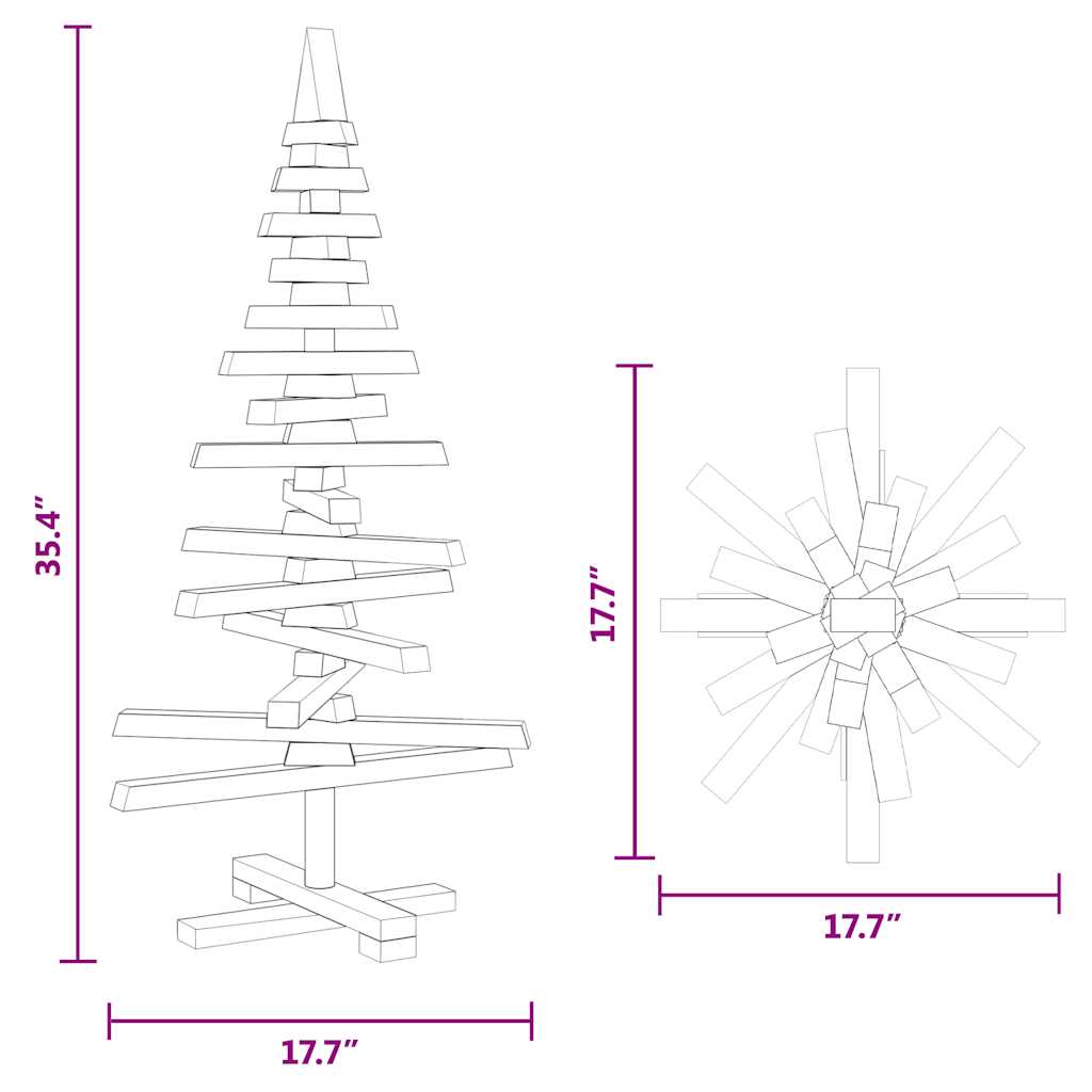 | Wooden Christmas Tree | with Stand natural 90 cm Solid pine wood