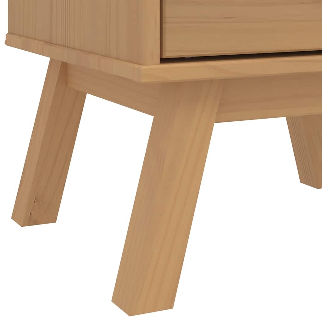 Bedside Cabinet "OLDEN" Brown Solid Wood Pine