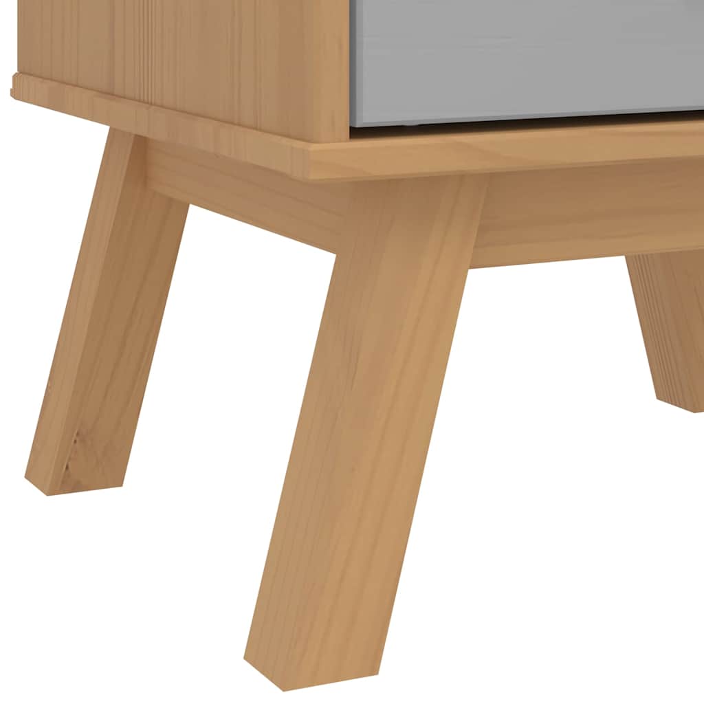 Bedside Cabinet "OLDEN" Grey and Brown Solid Wood Pine