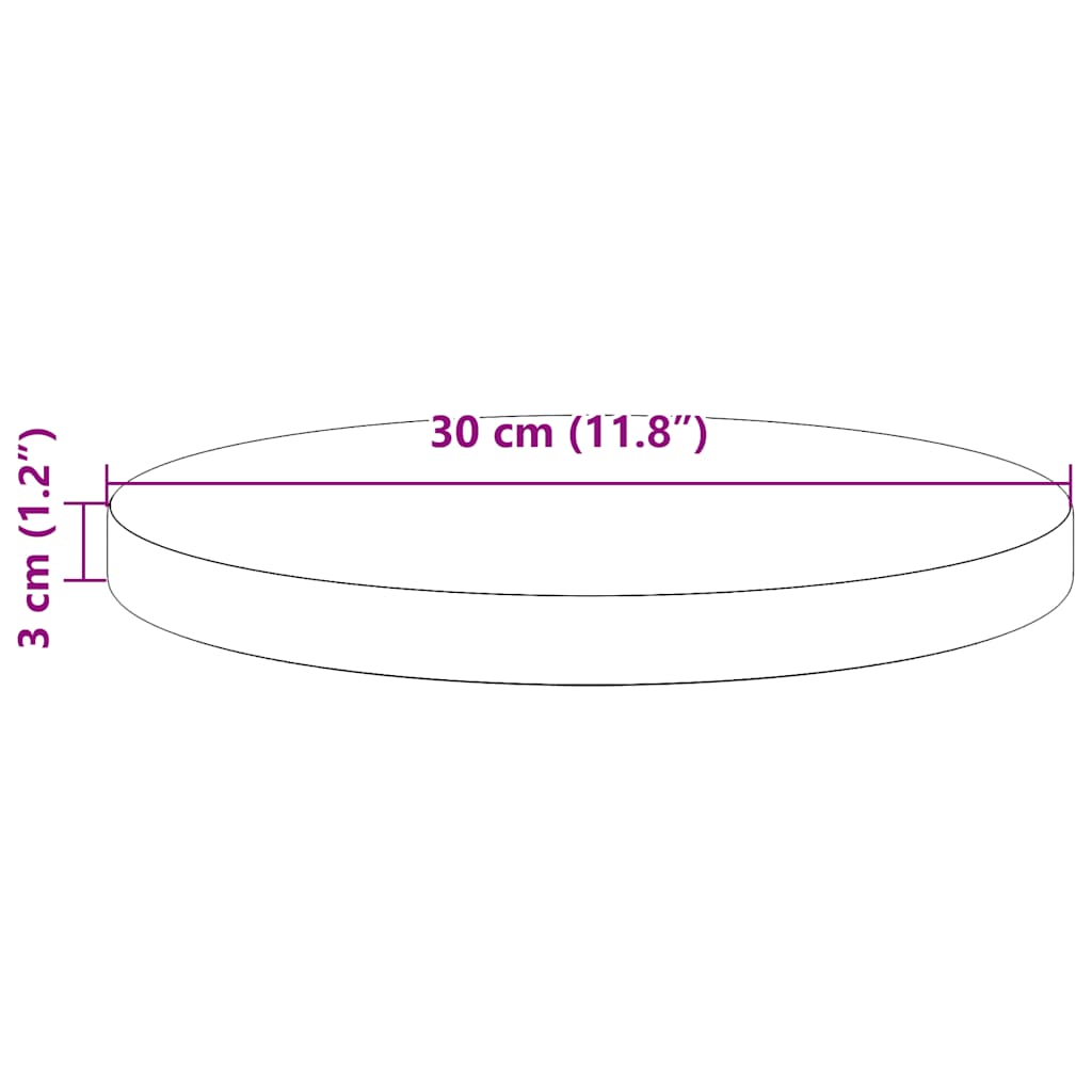 Table Top Round Ø30x3 cm Solid Wood Pine