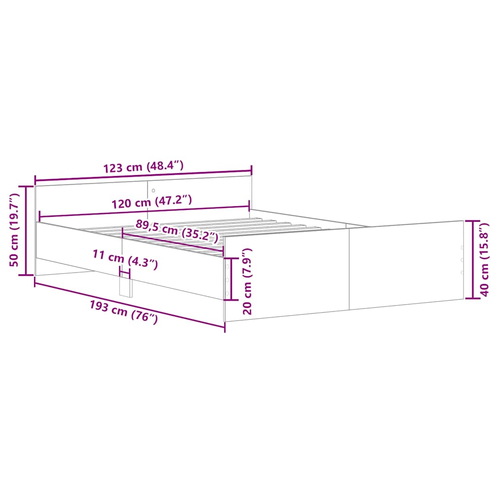 Bed Frame without Mattress Black 120x190 cm Small Double