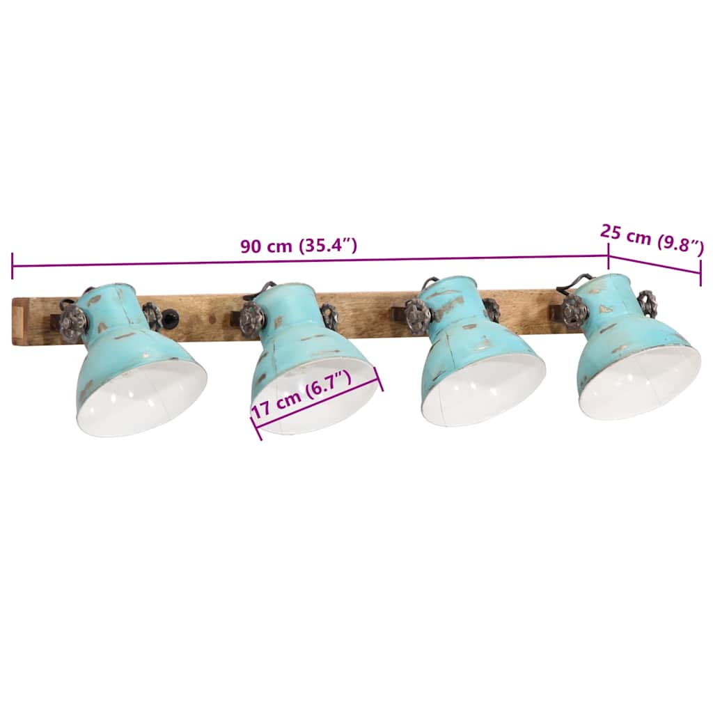 Wall Lamp 25 W Distressed Blue 90x25 cm E27