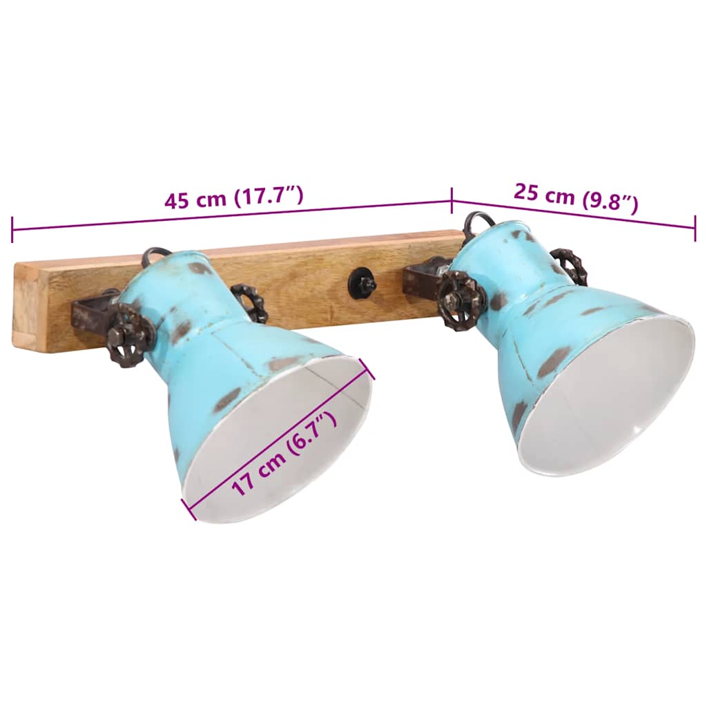 Wall Lamp 25 W Distressed Blue 45x25 cm E27