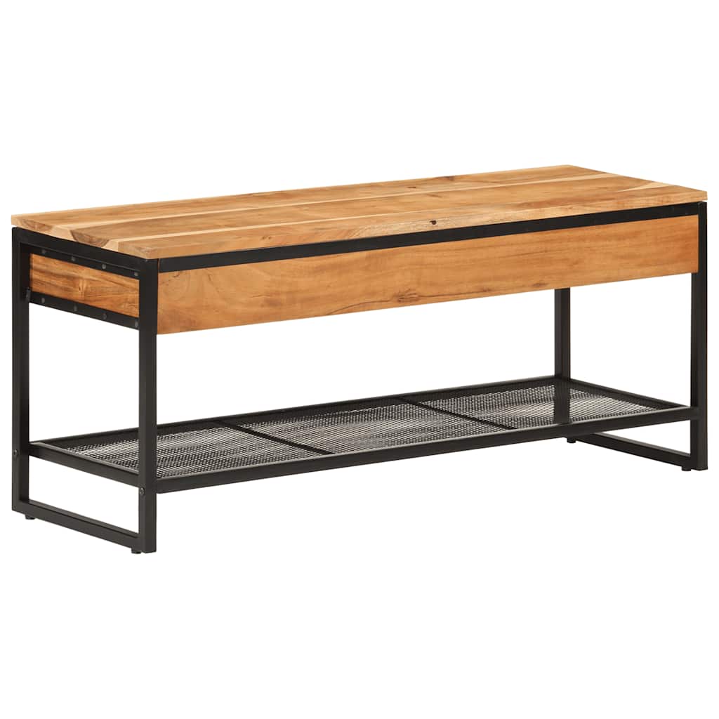 Shoe Bench 110x35x45 cm Solid Wood Acacia and Iron