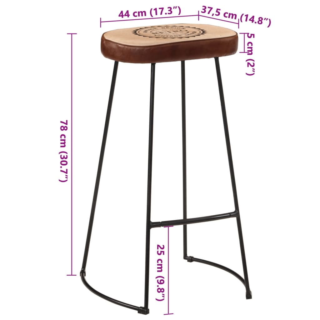 Bar Stools 2 pcs Dark Brown 44x37,5x78 cm