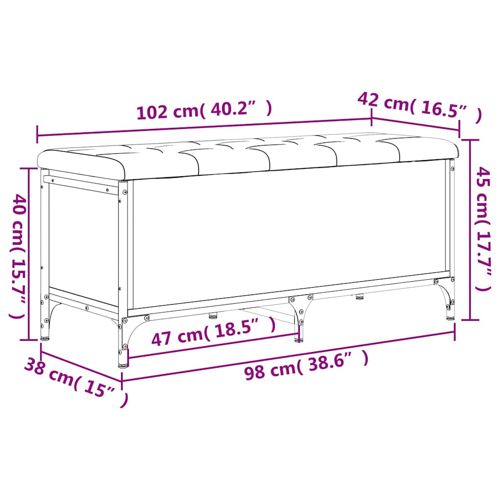 Storage Bench Black 102x42x45 cm Engineered Wood