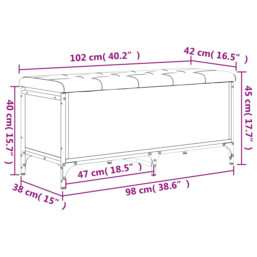 Storage Bench Grey Sonoma 102x42x45 cm Engineered Wood