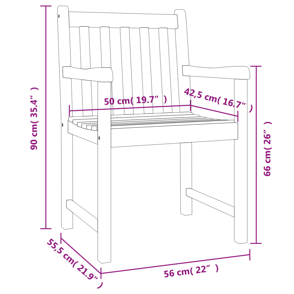 Garden Chairs 6 pcs 56x55,5x90 cm Solid Wood Acacia