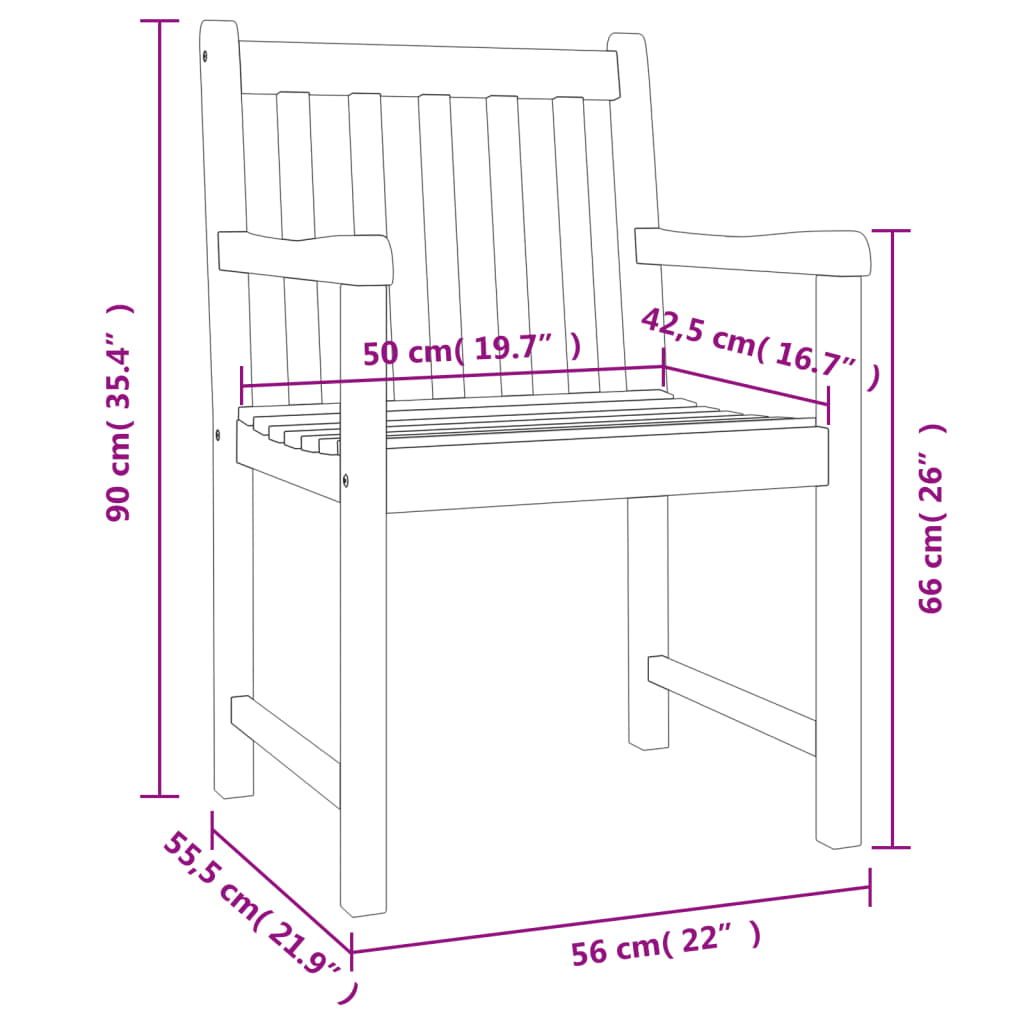 Garden Chairs 8 pcs 56x55,5x90 cm Solid Wood Acacia