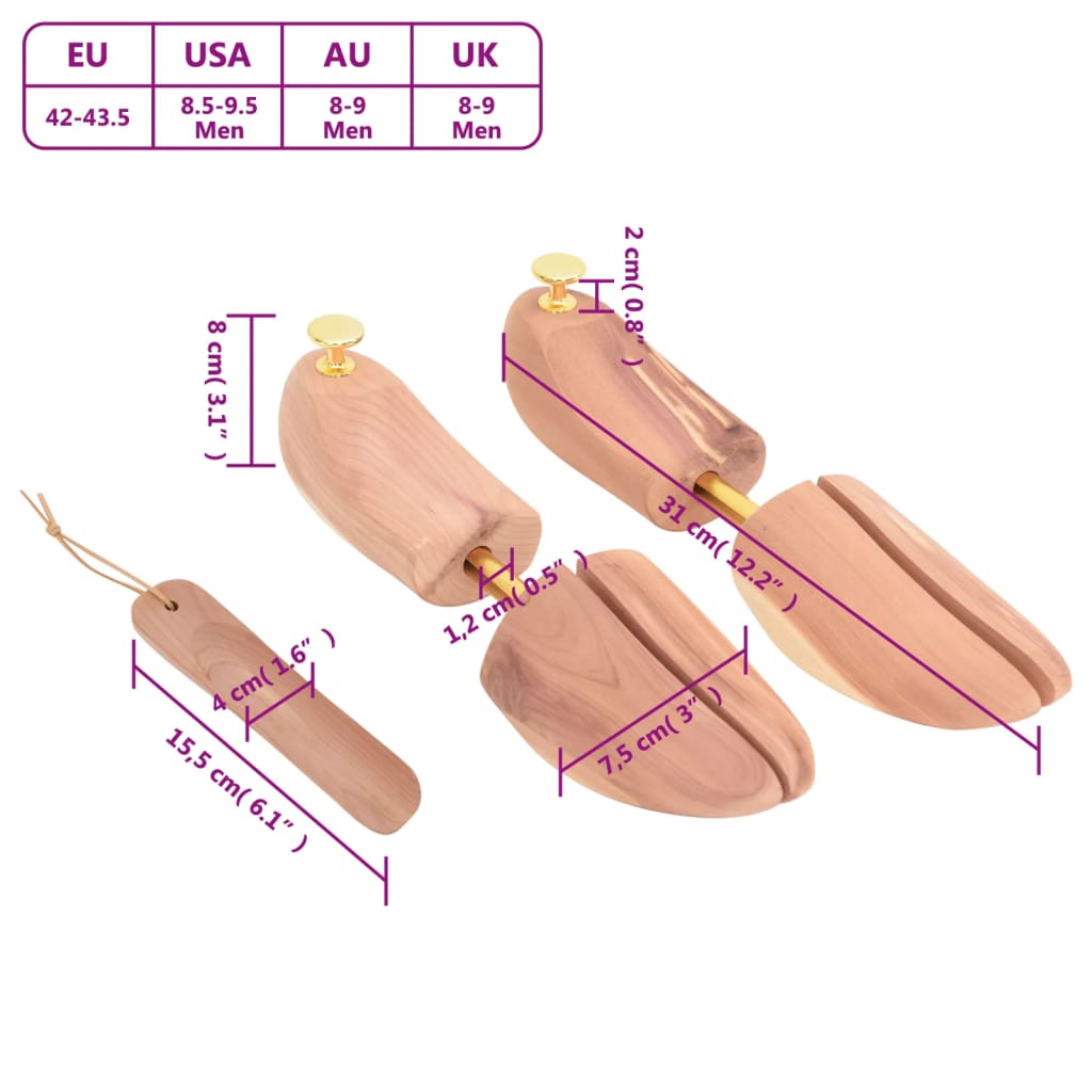Shoe Stretcher with Shoe Horn EU 42-43,5 Solid Wood Cedar