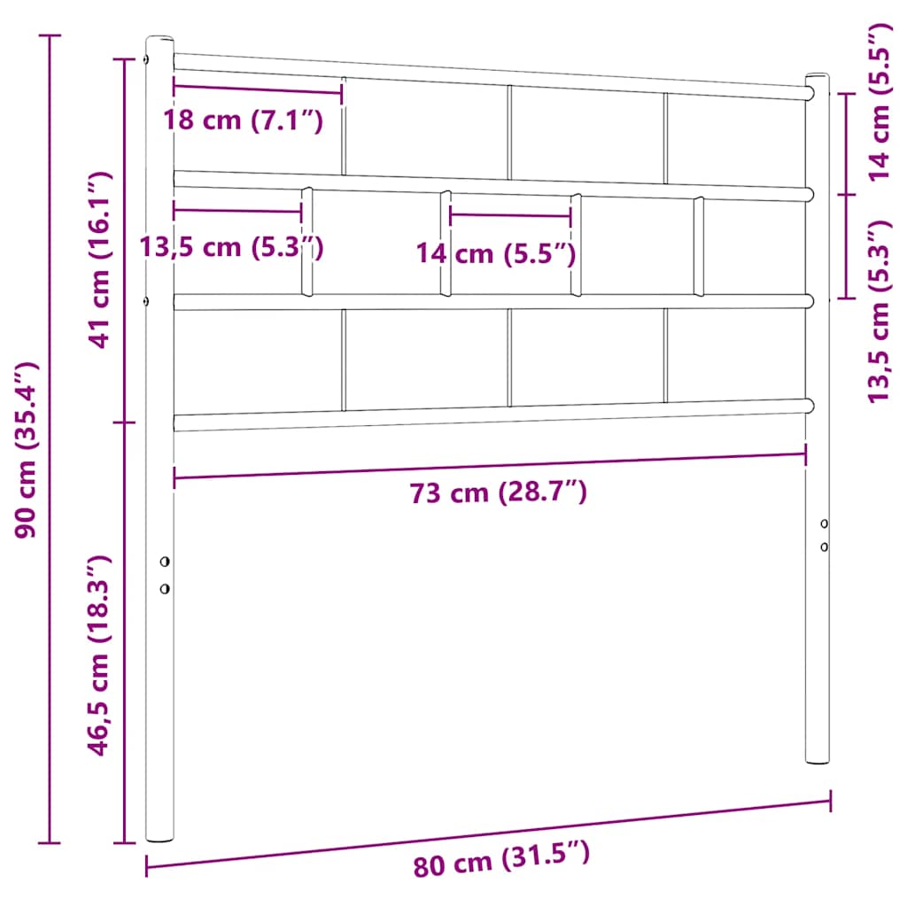 Metal Replace Headboard Black 75 cm