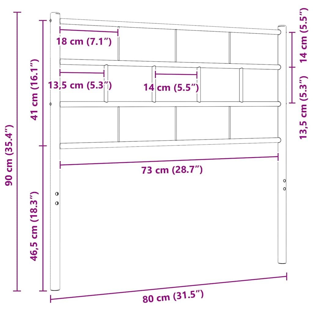 Metal Replace Headboard White 75 cm