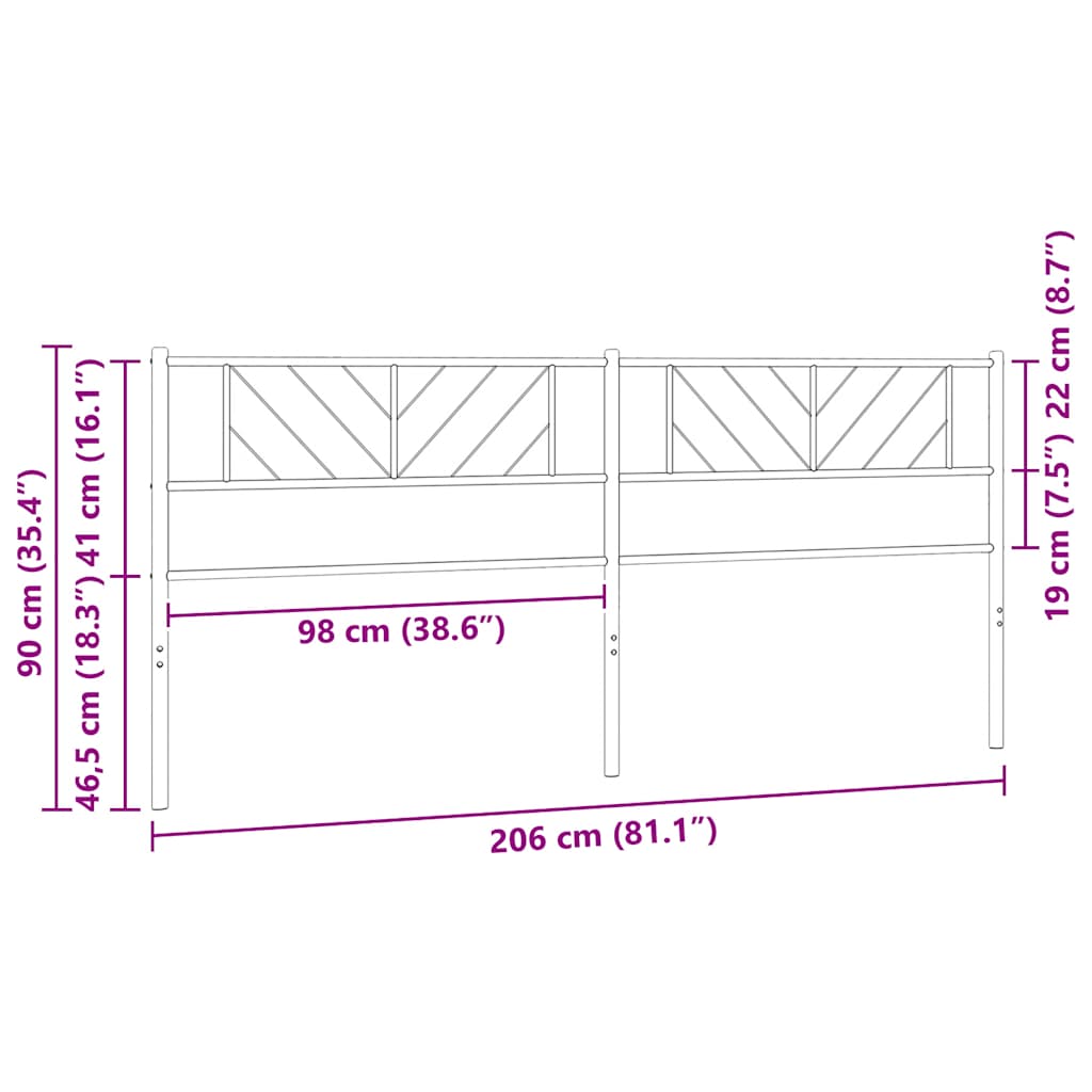 Metal Replace Headboard Black 200 cm