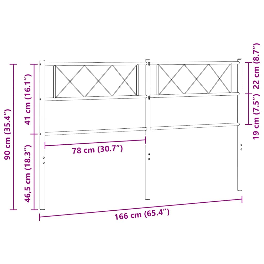 Metal Replace Headboard Black 160 cm