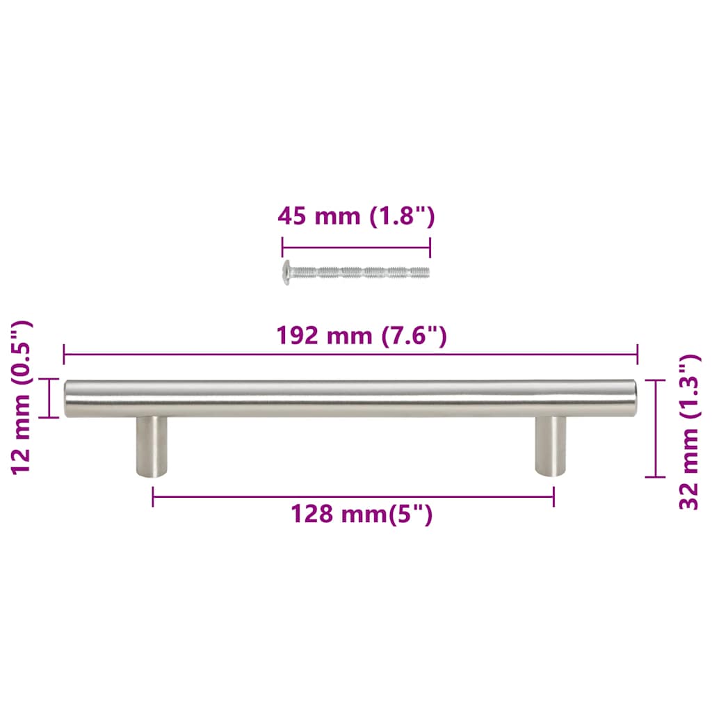 Cabinet Handles 10 pcs Silver 128 mm Stainless Steel