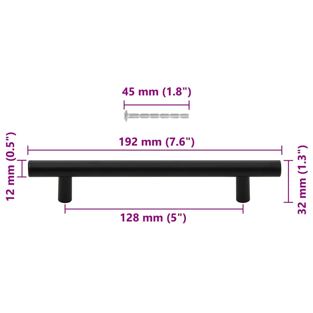 Cabinet Handles 10 pcs Black 128 mm Stainless Steel