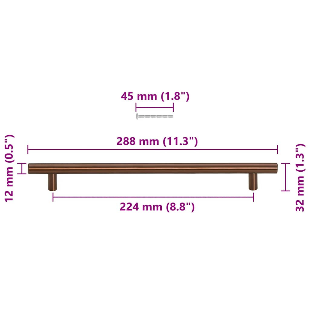 Cabinet Handles 5 pcs Bronze 224 mm Stainless Steel