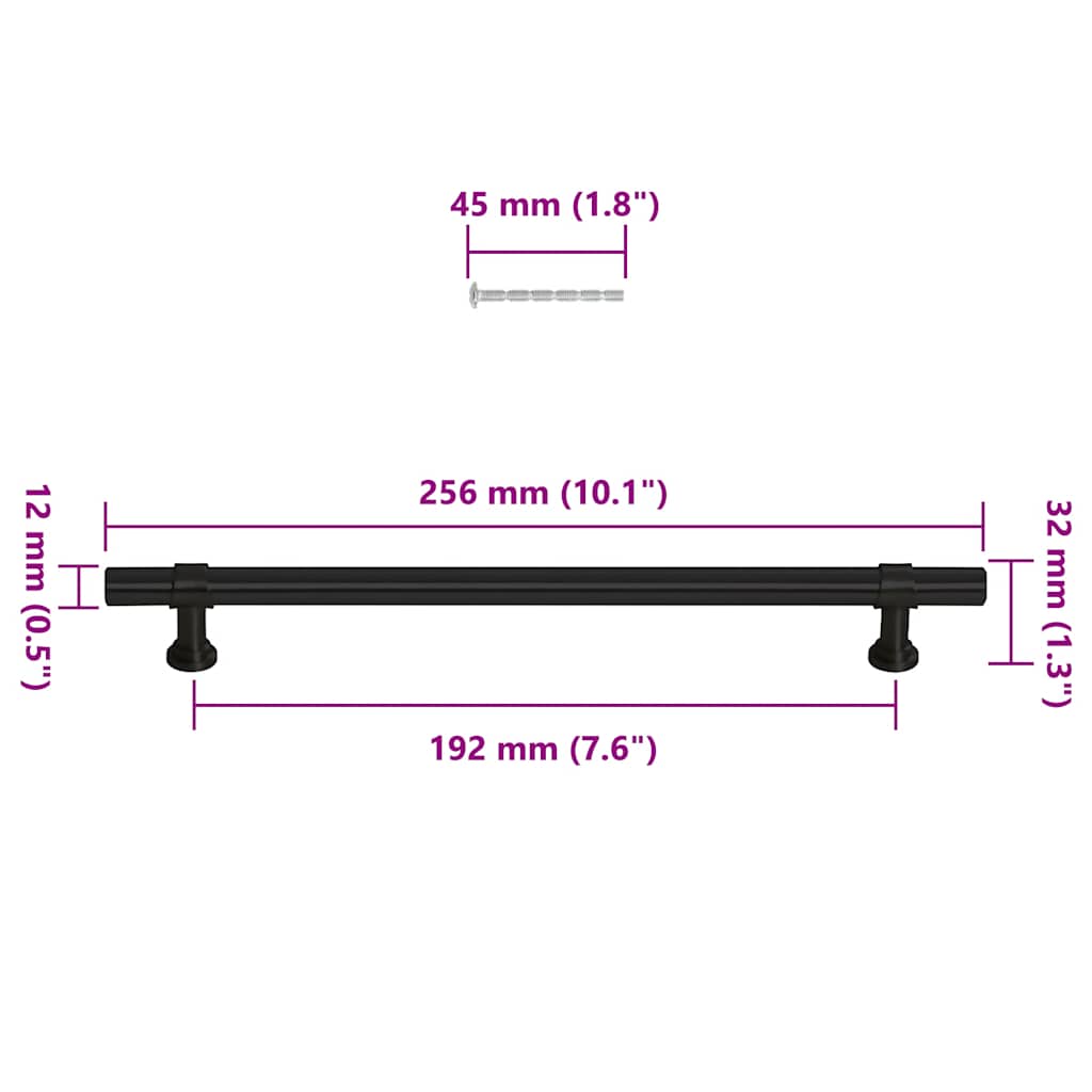 Cabinet Handles 5 pcs Black 192 mm Stainless Steel