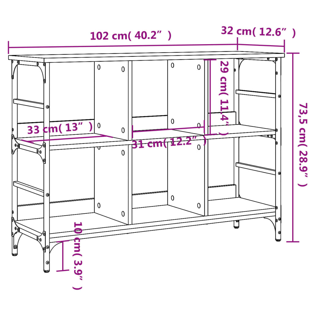 Sideboard Grey Sonoma 102x32x73,5 cm Engineered Wood