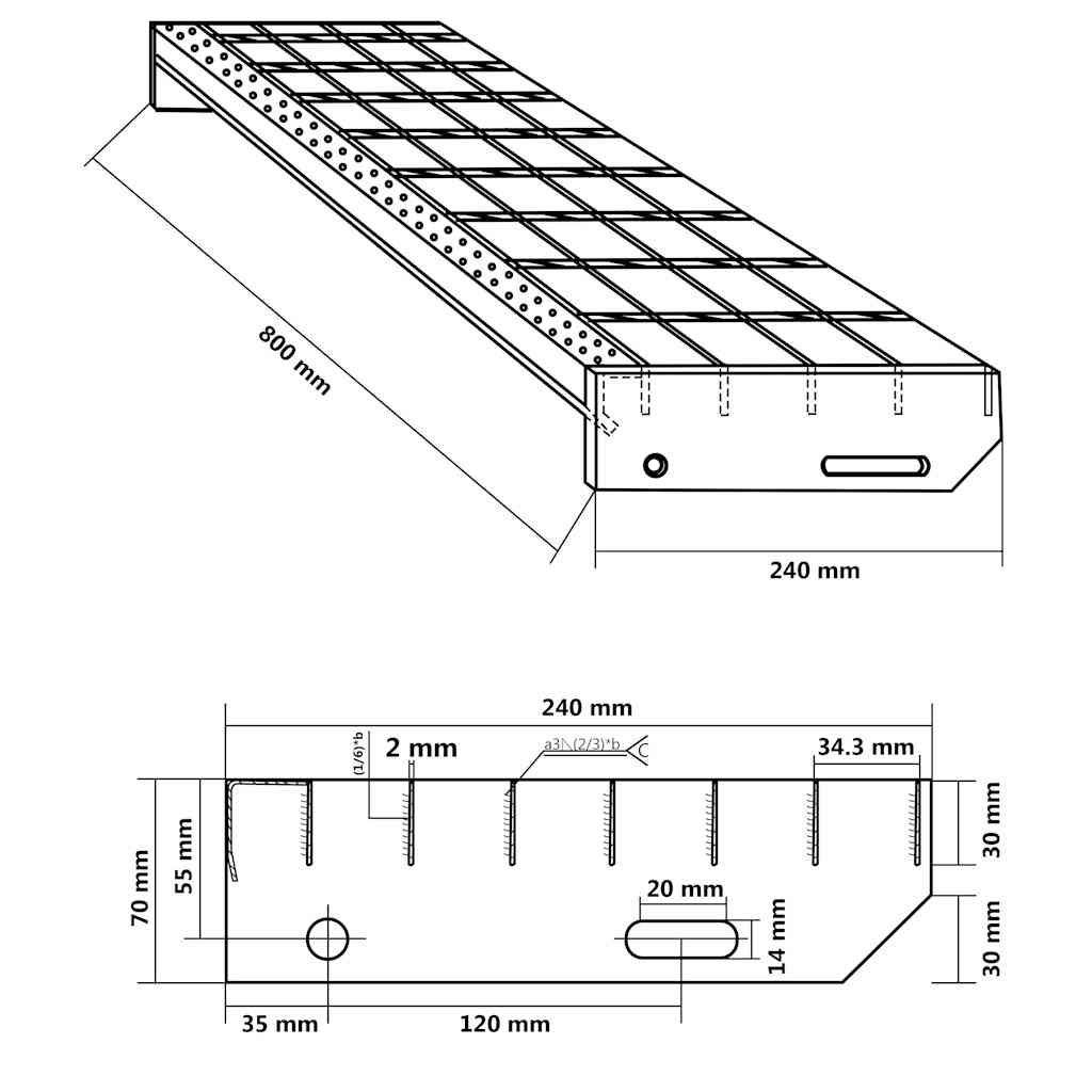 Grate Step 80x24x7 cm Galvanised Steel