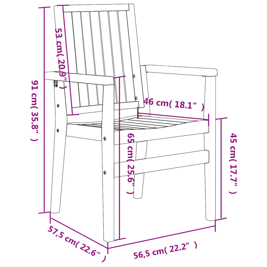 Stackable Garden Chairs 4 pcs 56,5x57,5x91 cm Solid Wood Teak