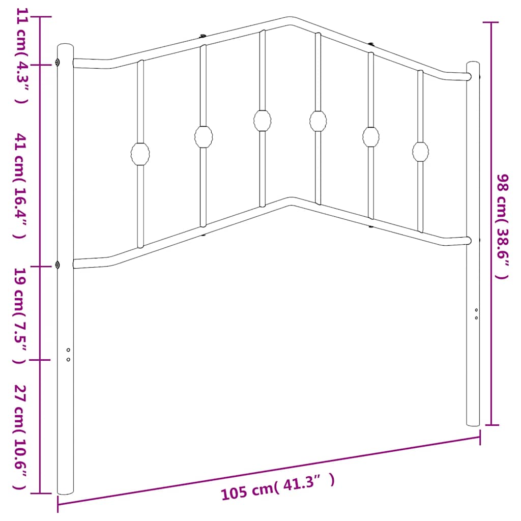 Metal Replace Headboard Black 100 cm