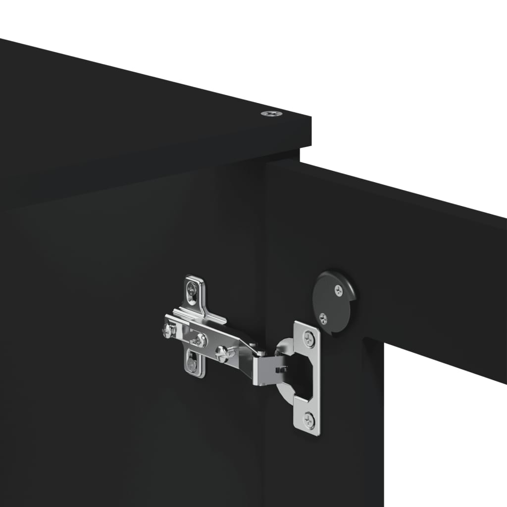 Highboard "VIKEN" Black 80x40x200 cm Solid Wood Pine