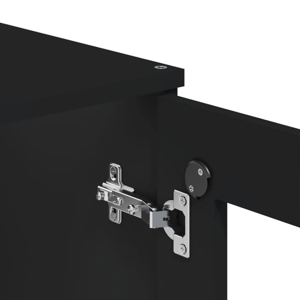 Highboard "VIKEN" Black 80x40x190 cm Solid Wood Pine