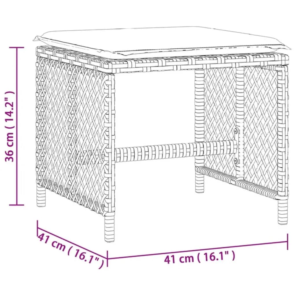 Garden Stools with Cushions 4 pcs Brown 41x41x36 cm Poly Rattan