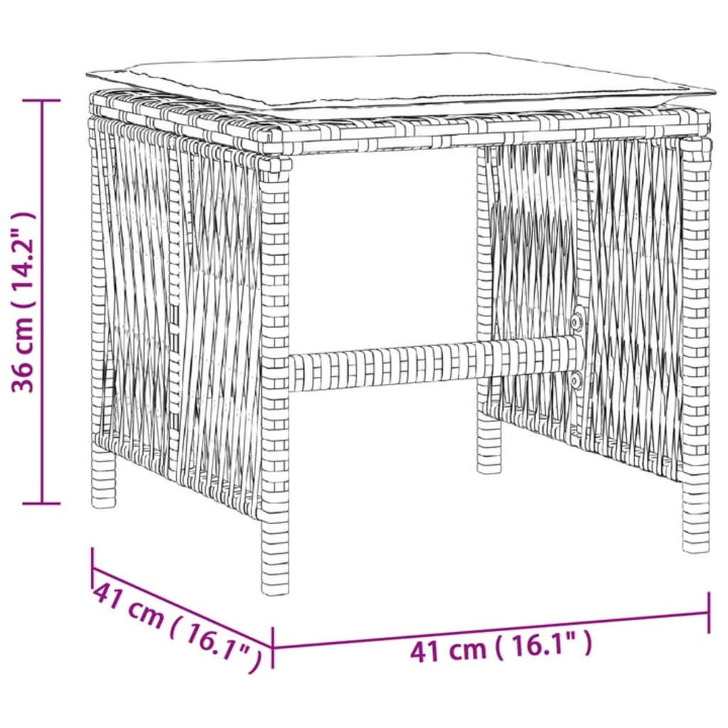 Garden Stools with Cushions 4 pcs Grey 41x41x36 cm Poly Rattan