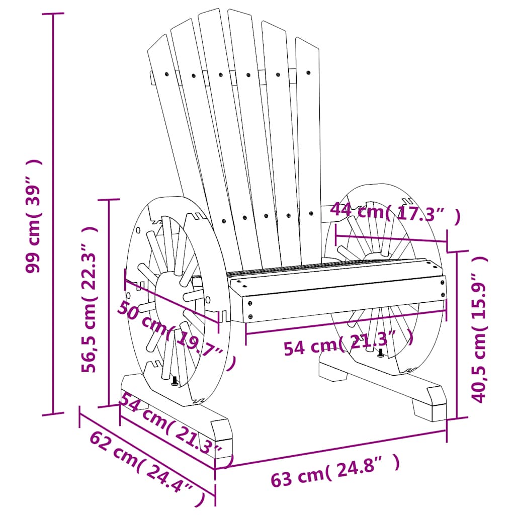Garden Adirondack Chair Solid Wood Fir