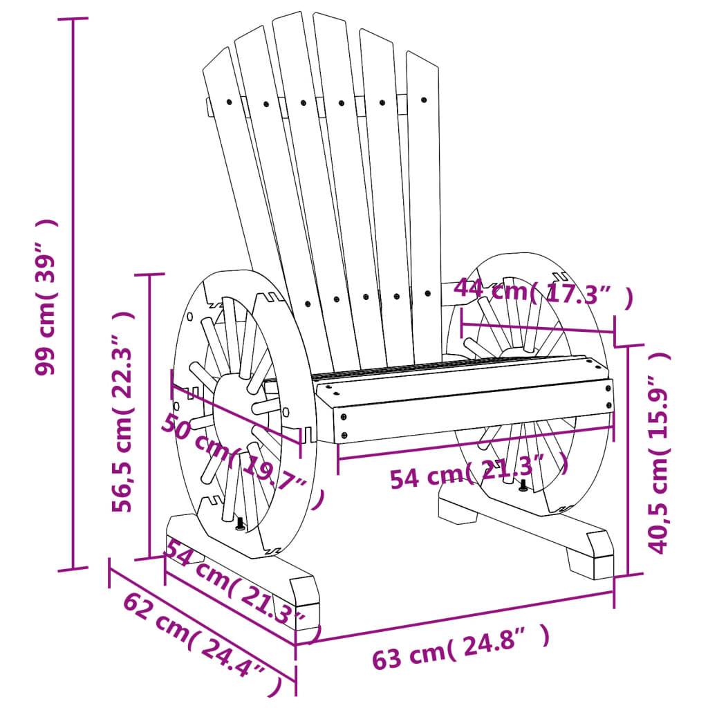 Garden Adirondack Chair | Set of 2 | Natural wood | Solid fir wood