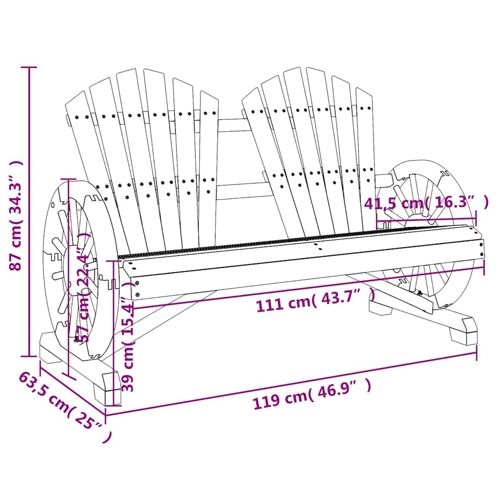 Garden Adirondack Chair | Natural Wood | Solid Fir Wood | 2-Seater
