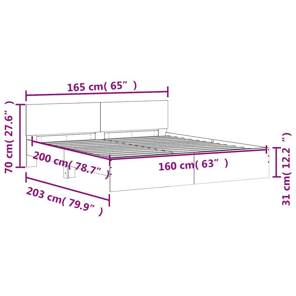 Bed Frame | Sonoma oak | Engineered wood, Plywood | Double | Durable