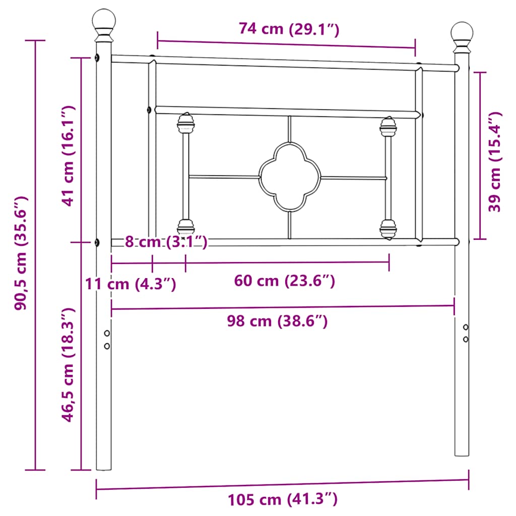 Metal Replace Headboard White 100 cm