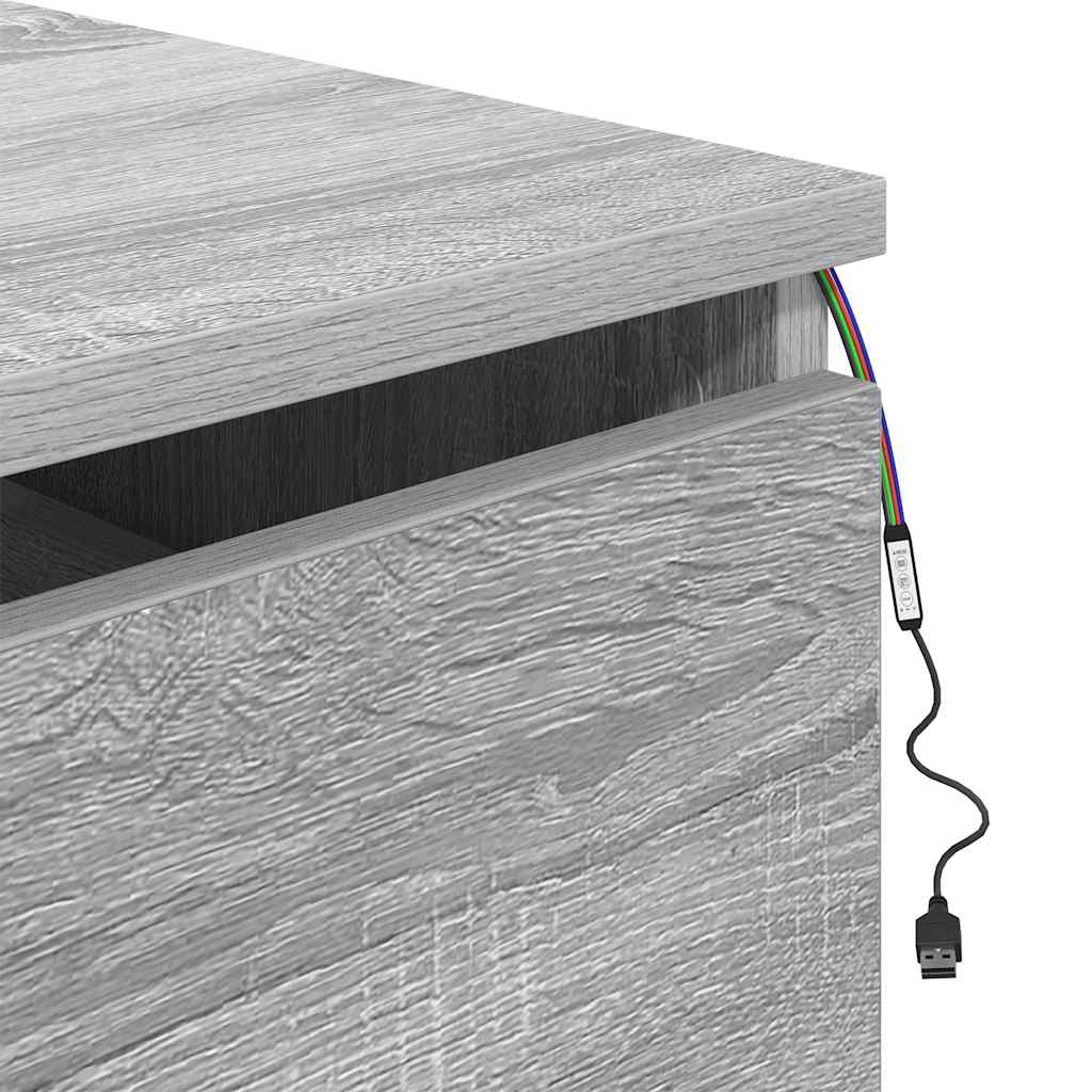 Wall-mounted Bedside Cabinets with LED Lights 2 pcs Grey Sonoma
