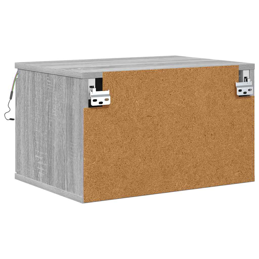 Wall-mounted Bedside Cabinets with LED Lights 2 pcs Grey Sonoma