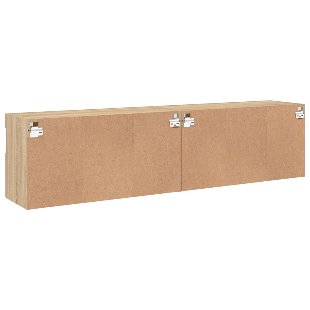 TV Wall Cabinets with LED Lights 2 pcs Sonoma Oak 80x30x40 cm