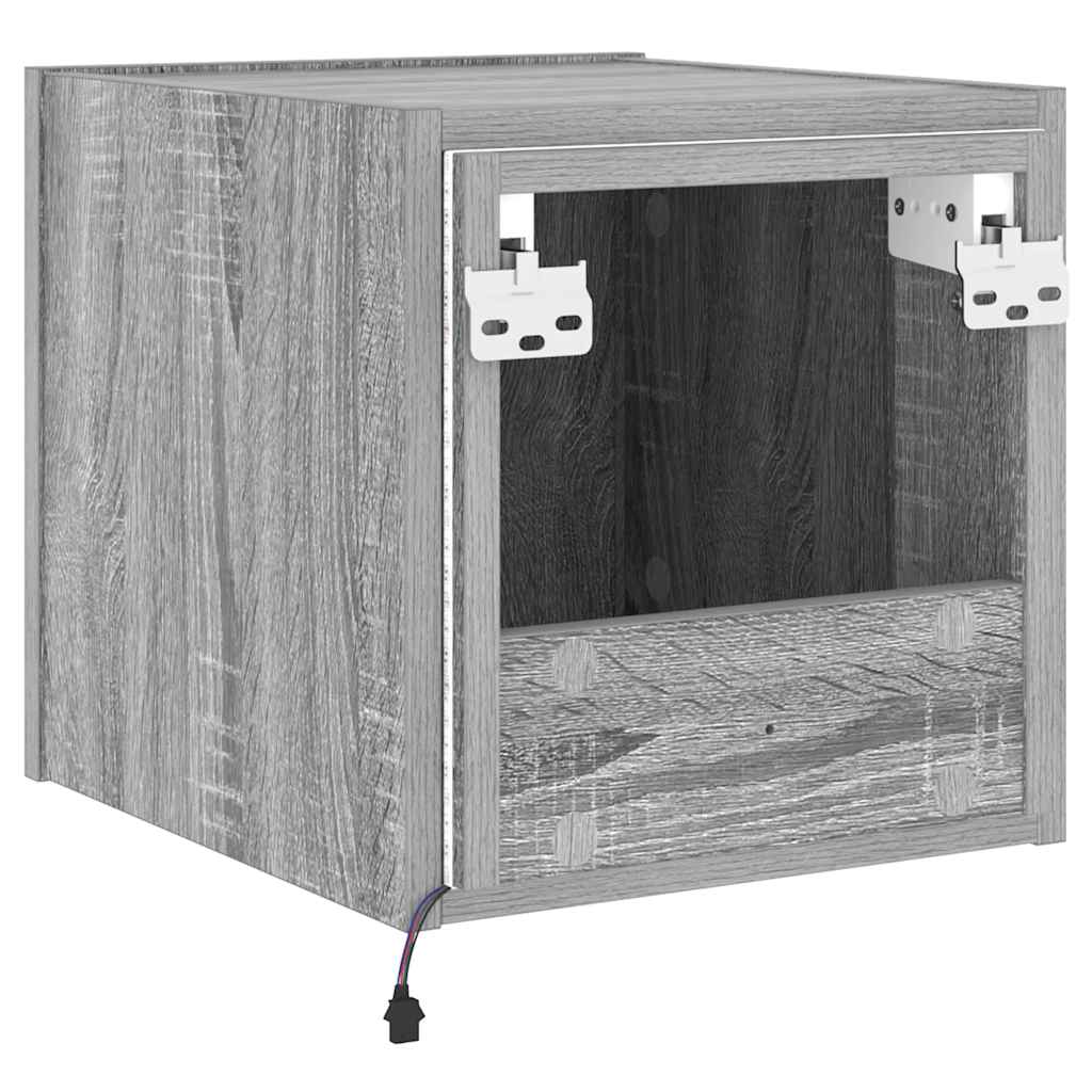 TV Wall Cabinet with LED Lights Grey Sonoma 30,5x35x30 cm