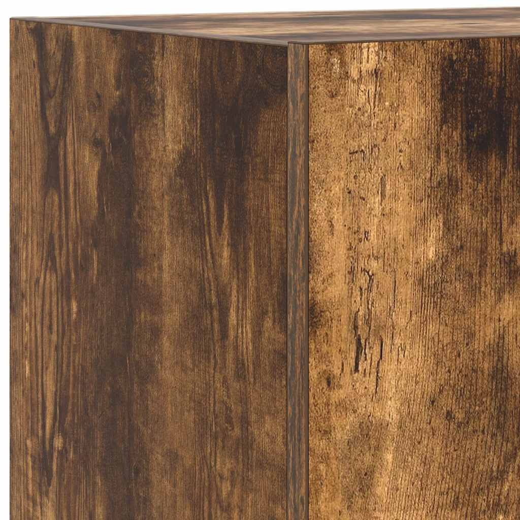TV Wall Cabinet with LED Lights Smoked Oak 40,5x35x40 cm