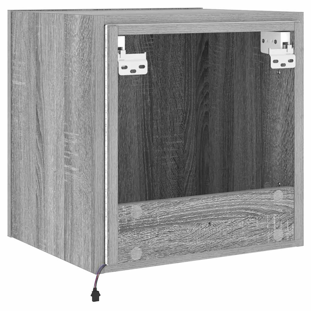 TV Wall Cabinet with LED Lights Grey Sonoma 40,5x35x40 cm