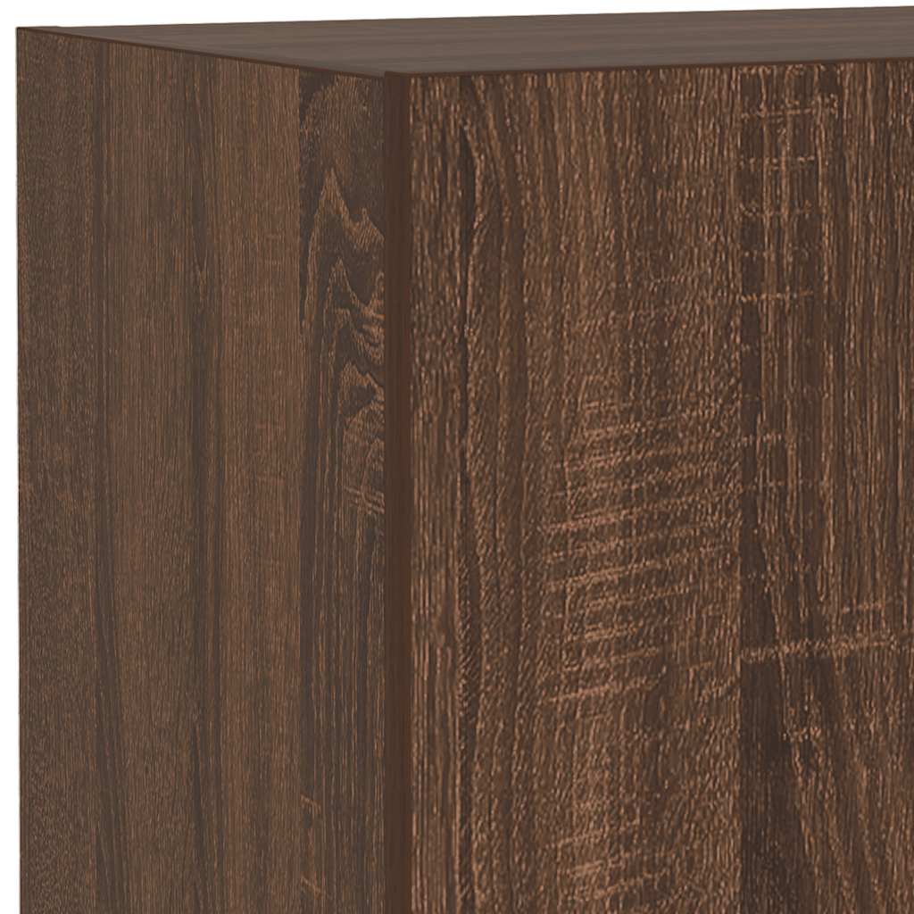 TV Wall Cabinet with LED Lights Brown Oak 40.5x35x80 cm