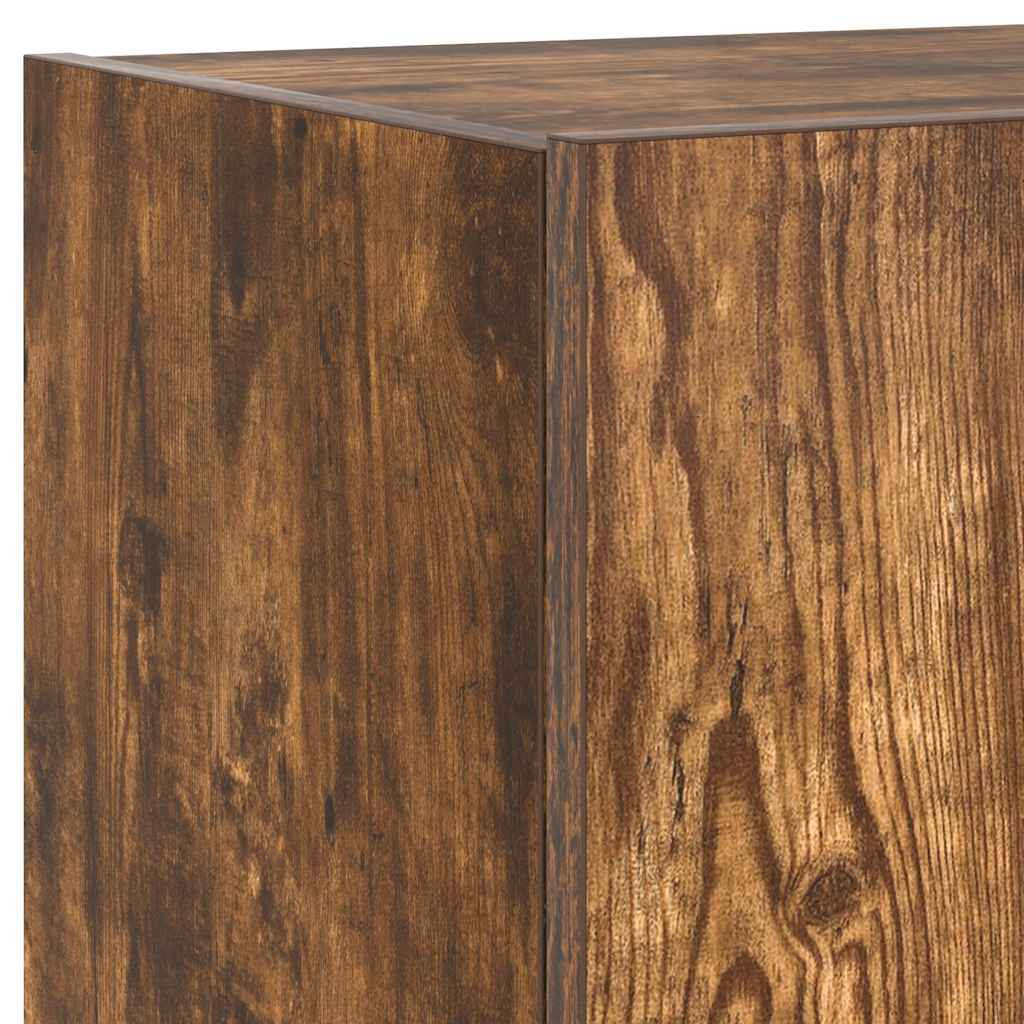 TV Wall Cabinet with LED Lights Smoked Oak 100x35x31 cm
