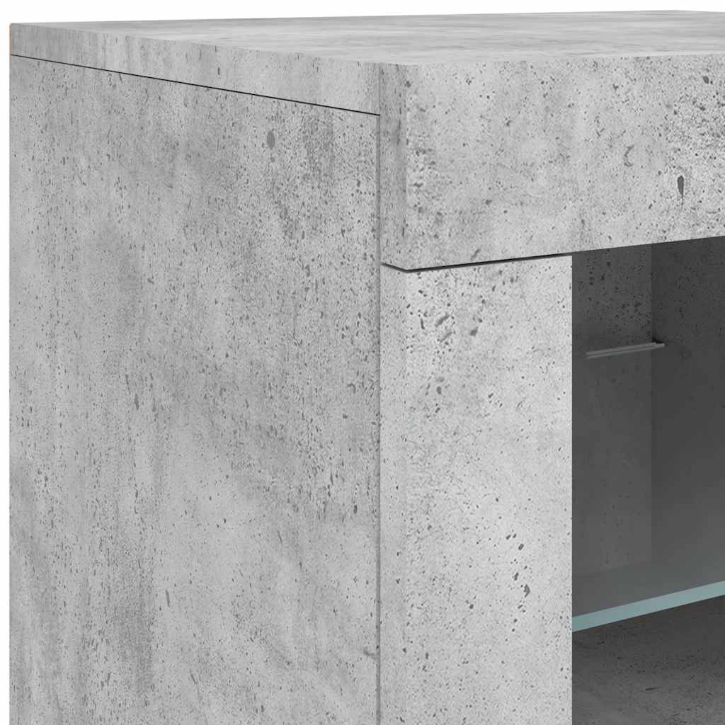 Sideboard with LED Lights Concrete Grey 142,5x37x67 cm