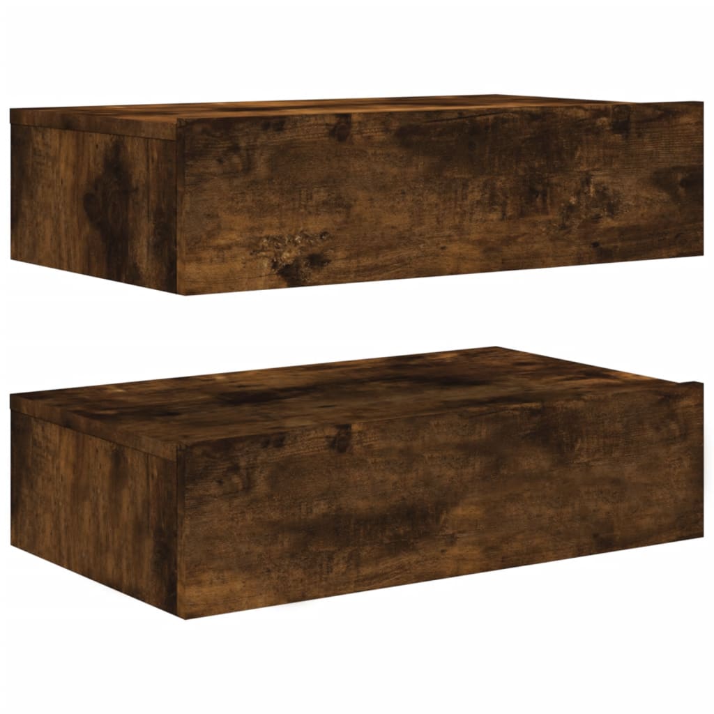 2 Piece TV Cabinet Set with LED Lights Smoked Oak 60x35x15,5 cm