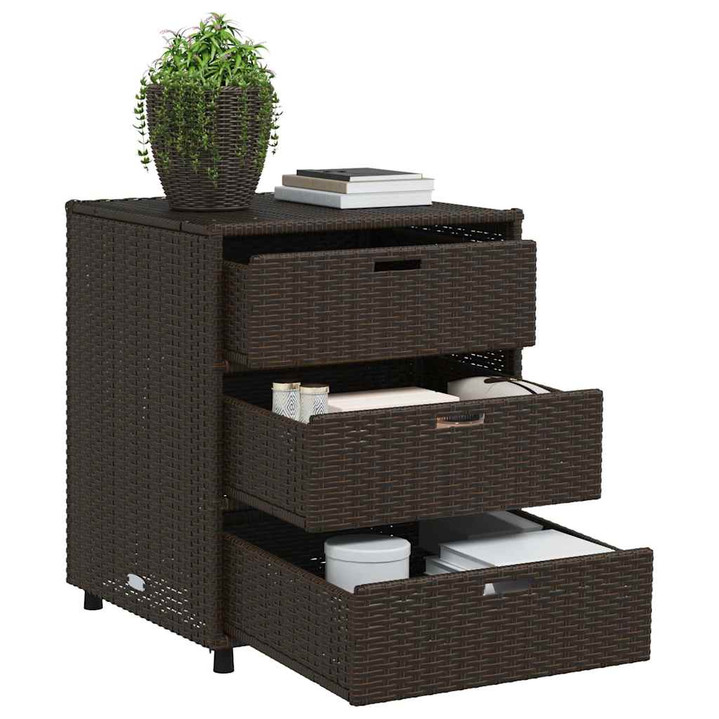 Garden Storage Cabinet Brown 55x59x69 cm Poly Rattan